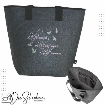 Picture of Hochwertiger Filzshopper aus recyceltem PES-Filz – Lache, Lebe, Liebe