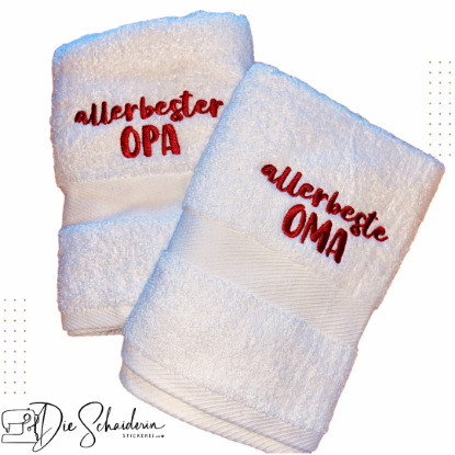 Picture of Besticktes Handtuch-Set „Allerbeste Oma & Opa“